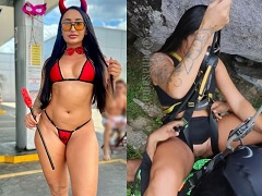 Hermosa morena con un gran culo teniendo sexo al aire libre