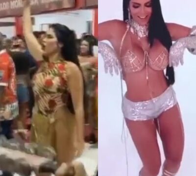 Morena caliente disfrutando del carnaval brasileño