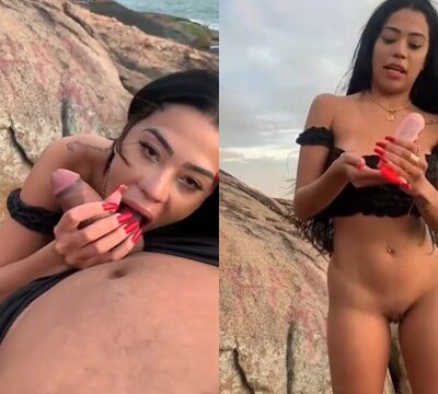 Mujer muy cachonda tenía sed de esperma y le hizo una mamada a su marido