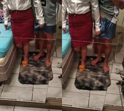 Mujer muy traviesa de la iglesia tomando la polla de su amigo