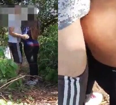 Teniendo sexo con una chica sexy de culo grande en el bosque