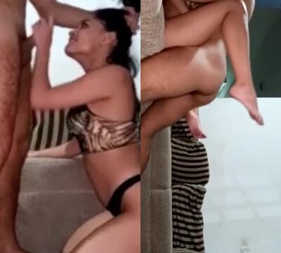 Zorra recortada chupando esa polla