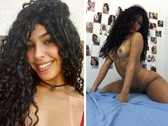 Morena de 18 años, se exhibe desnuda, revolcándose deliciosamente