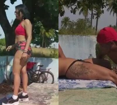 Mujer teniendo sexo con dos hombres en el monte
