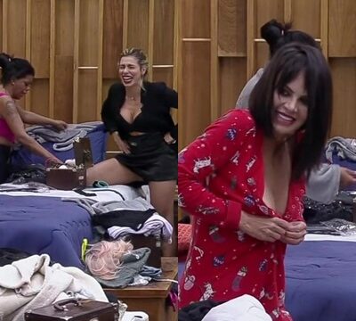 Mujeres sexys en un dormitorio cambiándose de ropa