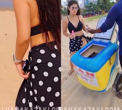 Puta traviesa sensualizándose en la playa para los hombres