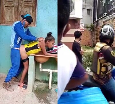 Repartidor comiéndole el coño a su cliente