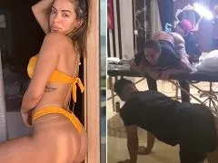 Mujer tatuándose el culo y gritando de dolor