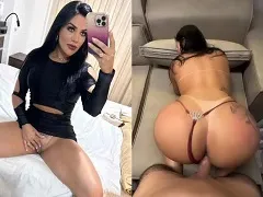 Mujer rebotando en la polla y recibiendo leche en la boca