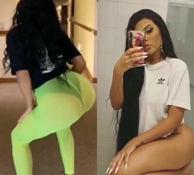 Deliciosa y hermosa mujer morena bailando y mostrando su cuerpo