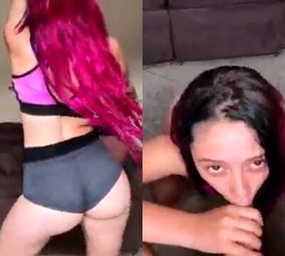 Esta zorra traviesa bailaba medio desnuda y le chupaba la polla