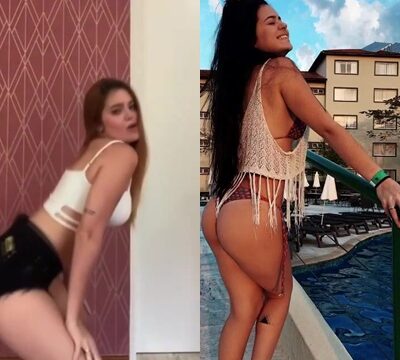 Hermosa mujer bailando mucho y medio desnuda
