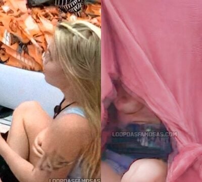 Maravillosa rubia cambiándose de ropa a escondidas