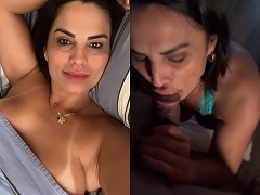 Mujer chupando la polla de su amigo desnudo