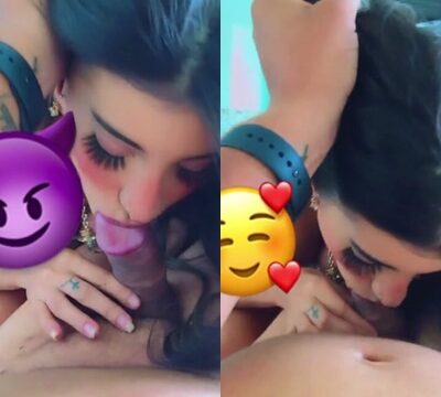 Morena guarra chupando la gruesa polla del hombre hasta que se corre