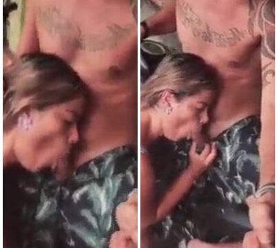 Mujer chupando la polla del matón hasta que se corre