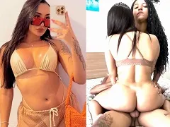Jovencita traviesa revuelca sobre su novio