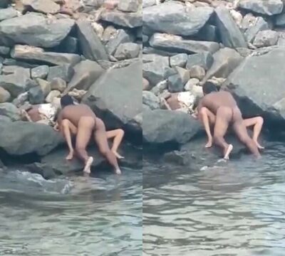 Pareja sorprendida practicando sexo en la playa