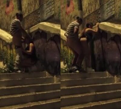 Prostituta dando su coño en un lugar público