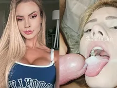 Mujer amigos cercanos dando su coño y recibiendo leche en la boca