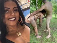 Mujer zorra ninfómana follando en el campo con su amiga