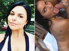 Maravillosa morena chupando en el borde de la piscina y dando su culo apretado hasta obtener leche