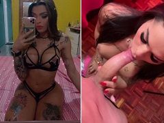 Deliciosa morena tetona dando una deliciosa mamada