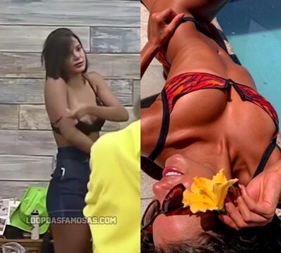 Mujer pagando accidentalmente por pechos en cámara