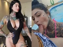 Mujer haciendo una mamada caliente en la piscina en vídeo amateur