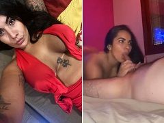 Hermosa morena chupando antes de montar la polla