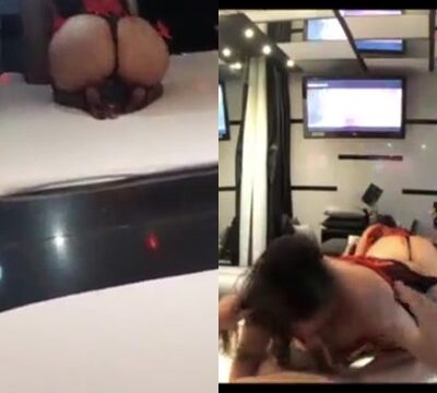 Mujer con culo gigante chupando polla grande de hombre en hotel