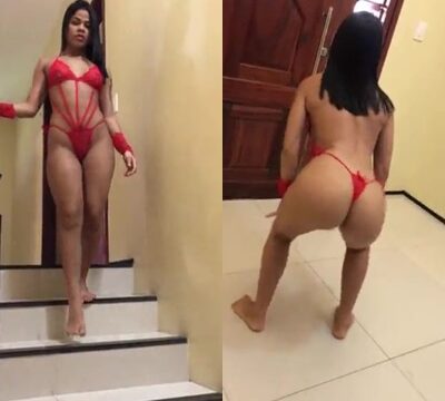 Una morena con un culo delicioso bailando y sensualizando