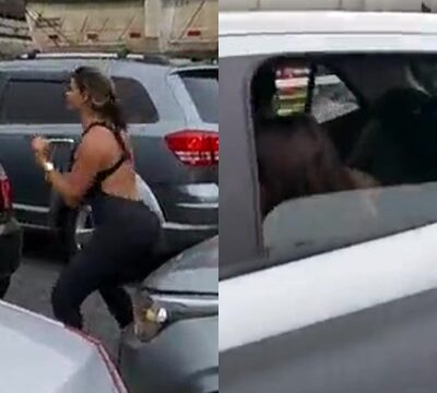 Una mujer sensual en la calle con ropa de gimnasia