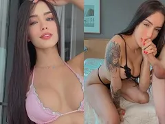Follando y recibiendo semen en sus grandes tetas