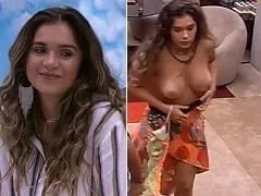 Se volvió loca y se puso cómoda con sus pechos fuera en la habitación del líder de la casa