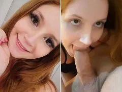 Una joven pelirroja, hace una mamada golosa
