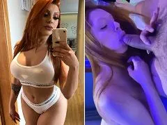 Pelirroja perfecta chupando con estilo