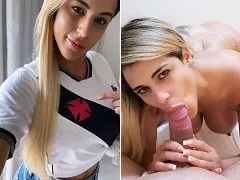 Puta rubia chupando con estilo