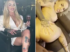 Ravena Hanniely caballa rubia en cuatro patas y mostrando con amigo caliente