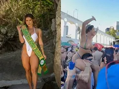 Una famosa de Instagram presume de pechos en el Carnaval de Río 2025