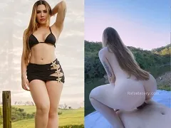 Toma de la mujer del cantante de country follando junto al río en la granja mientras el cornudo está de gira por Brasil