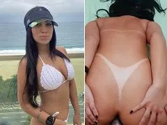 La bronceada Amy Yamaguchi de São Paulo a cuatro patas