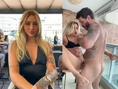 Imágenes porno de la bailarina de un famoso cantante country dándole el coño a su novio encima de la mesa