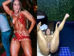 La famosa Mulher Fruta de RJ retransmitiendo en directo desnuda y borracha junto a la piscina