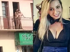 Real Amateur Flagra of Hottie Climbing on the Balcony With Her Boyfriend
