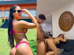 Entrenadora personal de Smartfit en Curitiba se pone en línea dando su coño a la estudiante morena de 1.90 años