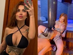 Porno con las dos chicas más famosas del trabajo teniendo sexo lésbico en un motel de lujo en SP